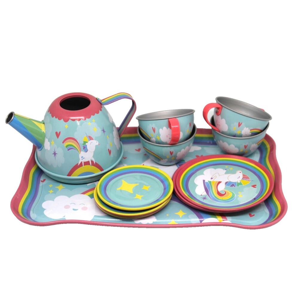 Schylling 14 Piece Unicorn Tin Set Children's Pretend Play Set 2017